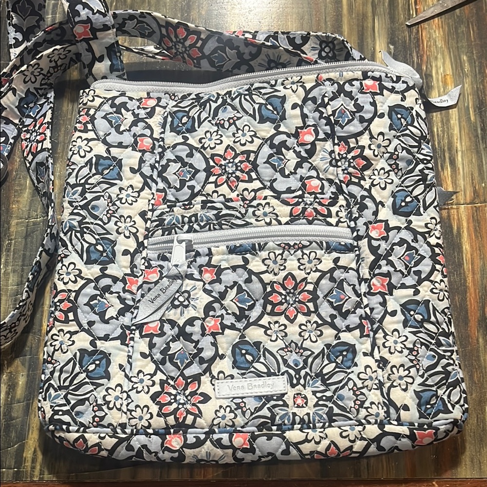 Vera Bradley Gray and Blue Patterned Crossbody Bag